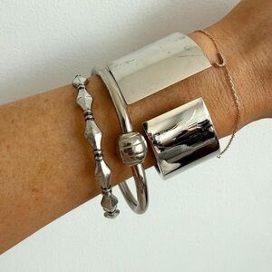 Set of 3 Silver Bangle Bracelets